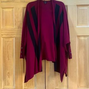 Alfani poncho sweater, wine, M